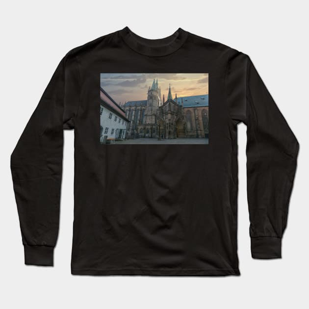 Gothic cathedral or Erfurter Dom in Erfurt, Germany Long Sleeve T-Shirt by mitzobs